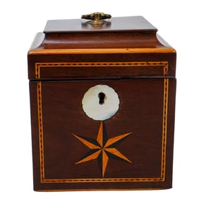 Antique Inlaid Mahogany Tea Caddy