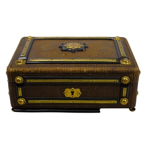 Rolled Gold Accented Leather Lock Box