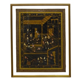 Antique Mughal Figurative Painting On Silk