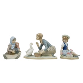 (3 Pc) Lladro Porcelain Figurines Grouping Set