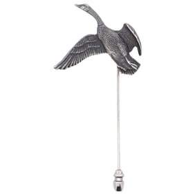 Antique Sterling Silver 'Goose In Flight' Pin Brooch