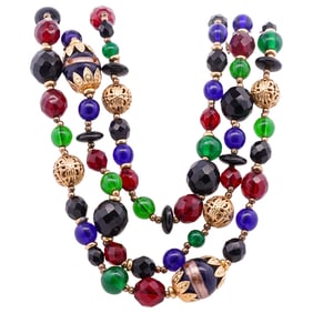 Miriam Haskell Style Byzantine Glass Beaded Necklace