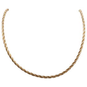 Italian 14K Gold Over Sterling Silver Twisted Rope Beaded Necklace (1 of 4)