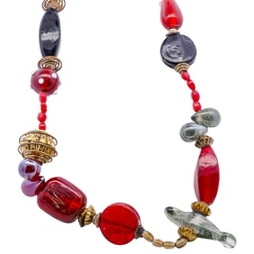 Venetian Murano Glass Byzantine Design Oversize Tassel Necklace