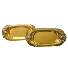 Pair Of Gorham Gilt Silver Bread Dishes