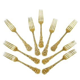 (9 Pc) Gorham Gilt Sterling Silver Dinner Forks