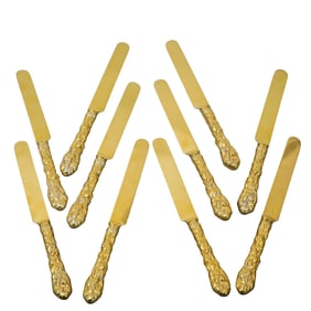 (10 Pc) Gorham Gilt Sterling Silver Butter Knives