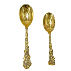 19Pair Of Gorham Gilt Sterling Silver Serving Spoons