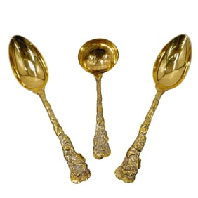 (3 Pc) Gorham Gilt Sterling Silver Serving Spoons