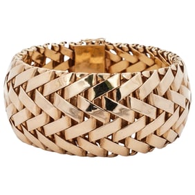 Signed 18k Gold Woven Bracelet