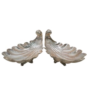 Pair of Vintage Sanborn Mexican Silver Shell Bowls