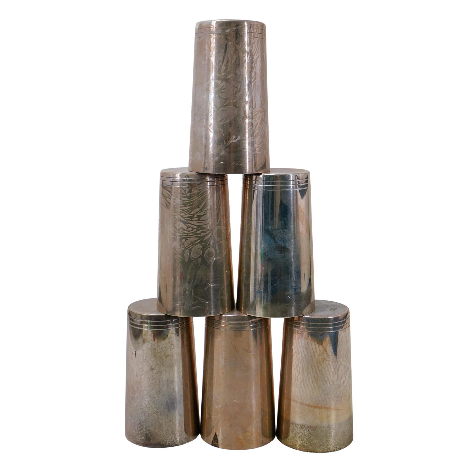 (6 pcs) Tiffany & Co. Sterling Julep Tumblers: (6 pcs) Tiffany & Co. Sterling Julep Tumblers 20th century, American Tiffany and Company sterling silver julep tumblers. Set of six. Marked on underside of each "Tiffany and Co. Sterling Silver 22876"