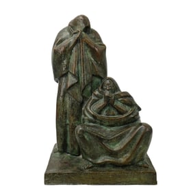 Juan (Jose) Cruz Reyes (Mexico, 1914-1991) 'Two Women' Bronze Figural Sculpture