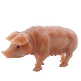 Russian Faberge Style Carved Agate Pig