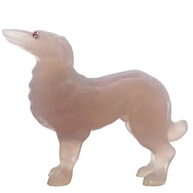 Russian Faberge Style Carved Agate Dog