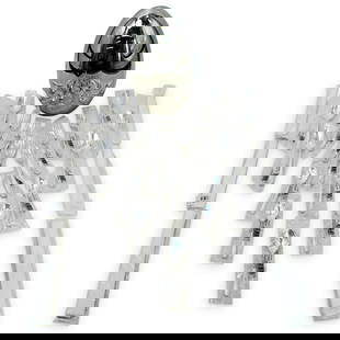 Christofle "Mood" Silver Plated Flatware Set: Christofle "Mood" Silver Plated Flatware SetChristofle MOOD Flatware set. Includes: a large egg shaped large case, with six (6) silver plated tea spoons, six (6) silver plated soup spoons, six (6) sil