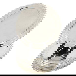 (11 Pc) Christofle Silver-plated Bread Plates with Boxes: (11 Pc) Christofle Silver-plated Bread Plates with Boxes20th century, FranceThis French-made Christofle bread plate features a flat surface with a beautifully detailed beaded rim, a signature design e