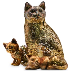 (3 pcs) Silvered Christofle "Lumiere D'Argent" Cats