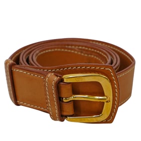 Gucci Cognac Leather Belt with Gold Buckle