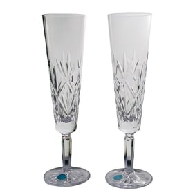 Pair Tiffany and Co. Crystal Champagne Flutes in Box