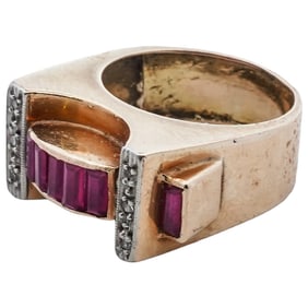 14k Gold Diamond and Ruby Ring