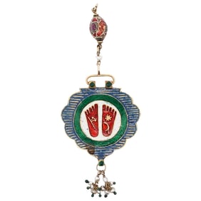 Indian 22k Gold and Enamel Pendant