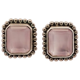 Stephen Dweck Sterling Silver and Rose Quartz Earrings