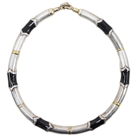 Italian Sterling Silver and Enamel Necklace