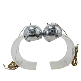 Pair of Sonneman Lucite & Chrome Table Lamps