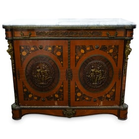 Antique French Marquetry Commode W/ Marble Top