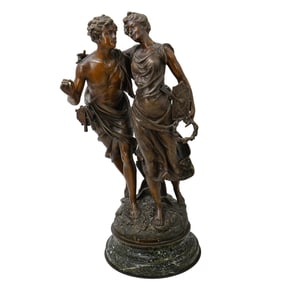 Emile Bruchon (French, 1880-1910) "Retour De Fete" Spelter Statue