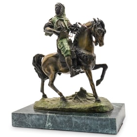 After Antoine-Louis Barye "Cossack Hunter" Bronze Sculpture