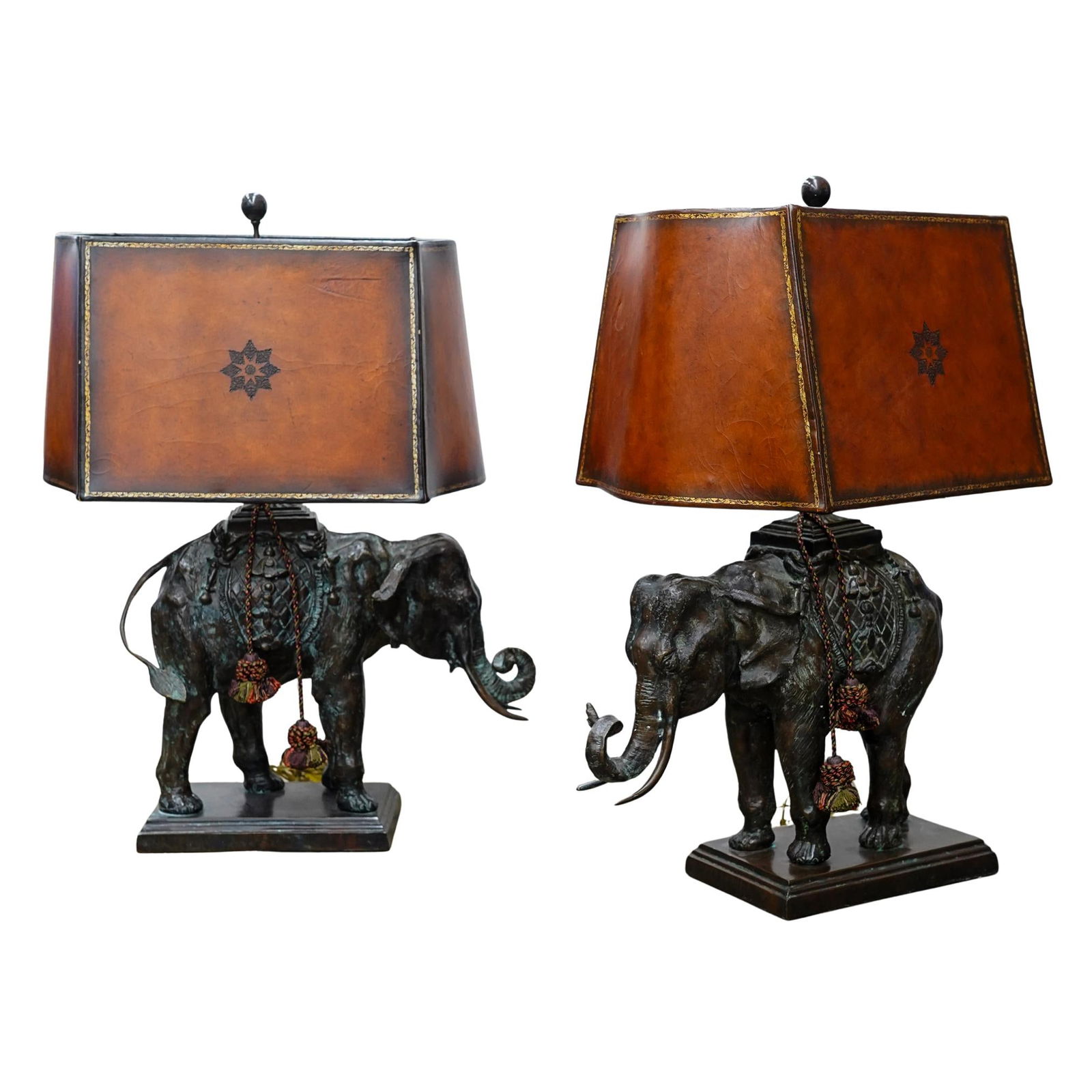 Pair Of Maitland Smith Bronze Elephant Lamps (1 of 8)