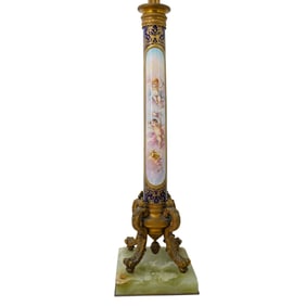 Sevres Style Porcelain and Bronze Lamp