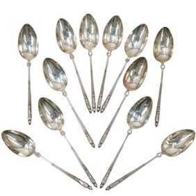 (12 pcs) Emile Puiforcat Sterling Silver Spoons