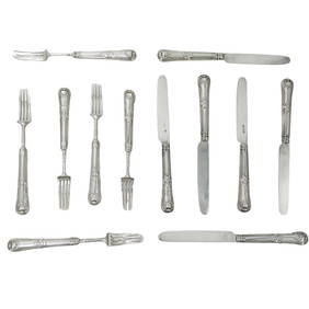 (12 pcs) Antique Aaron Hadfield Sterling Silver Flatware (1 of 6)