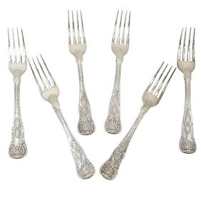 (6 pcs) Antique William Eaton Sterling Silver Forks (1 of 5)