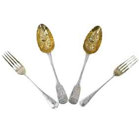 (4 pcs) Antique William Pearce Vermeil Sterling Flatware Set