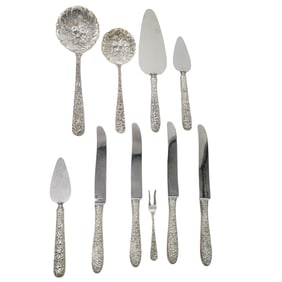 (10 pcs) Samuel Kirk and Sons Sterling "Repousse" Flatware