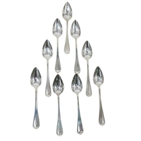 (9 pcs) Tiffany and Co. "Flemish" 1911 Sterling Fruit Spoons
