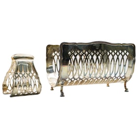 (2 pcs) Gebruder Kuhn Silver Bread Basket and Tongs