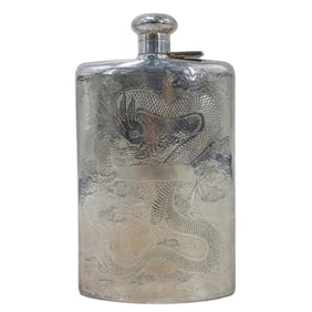 Pure Silver Asian Dragon Flask