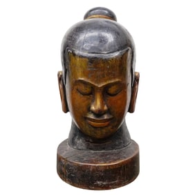 Large Carved Wood Buddha Sculpture