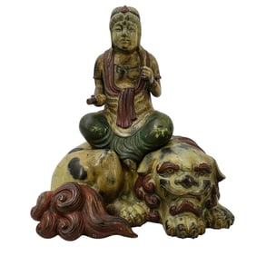 Japanese Polychrome Mixed metal Buddha figure