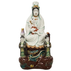 Japanese Kutani Porcelain Kannon With Child Figure