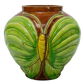Japanese Awaji Butterfly Pottery Vase