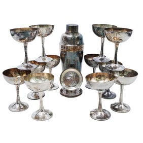 (19 pcs) Okubo Brothers Japanese Sterling Martini Set