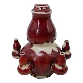 Chinese Oxblood Multi Gourd Porcelain Vase