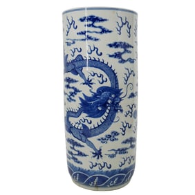 Chinese Blue and White Porcelain Dragon Umbrella Stand