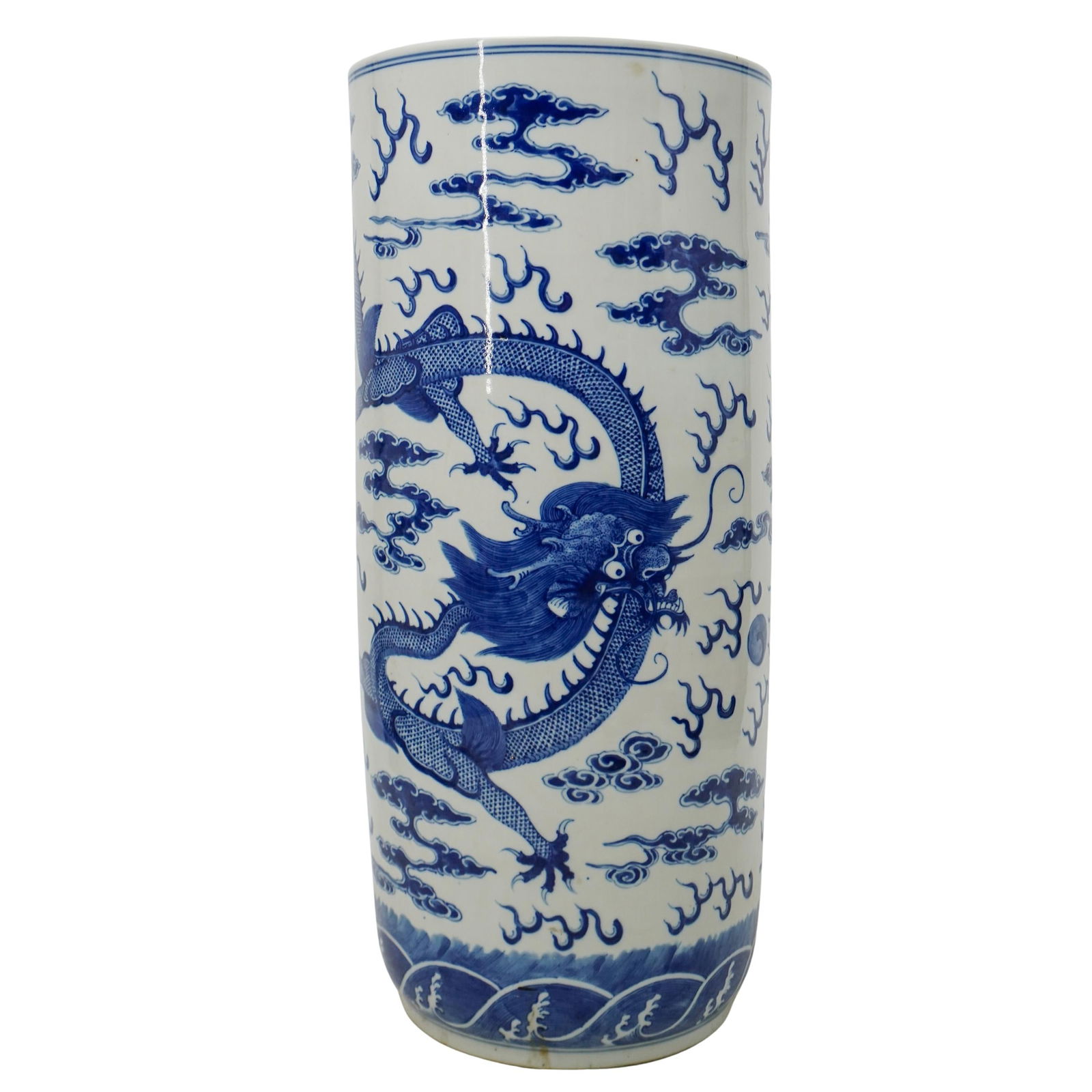 Chinese Blue and White Porcelain Dragon Umbrella Stand (1 of 6)